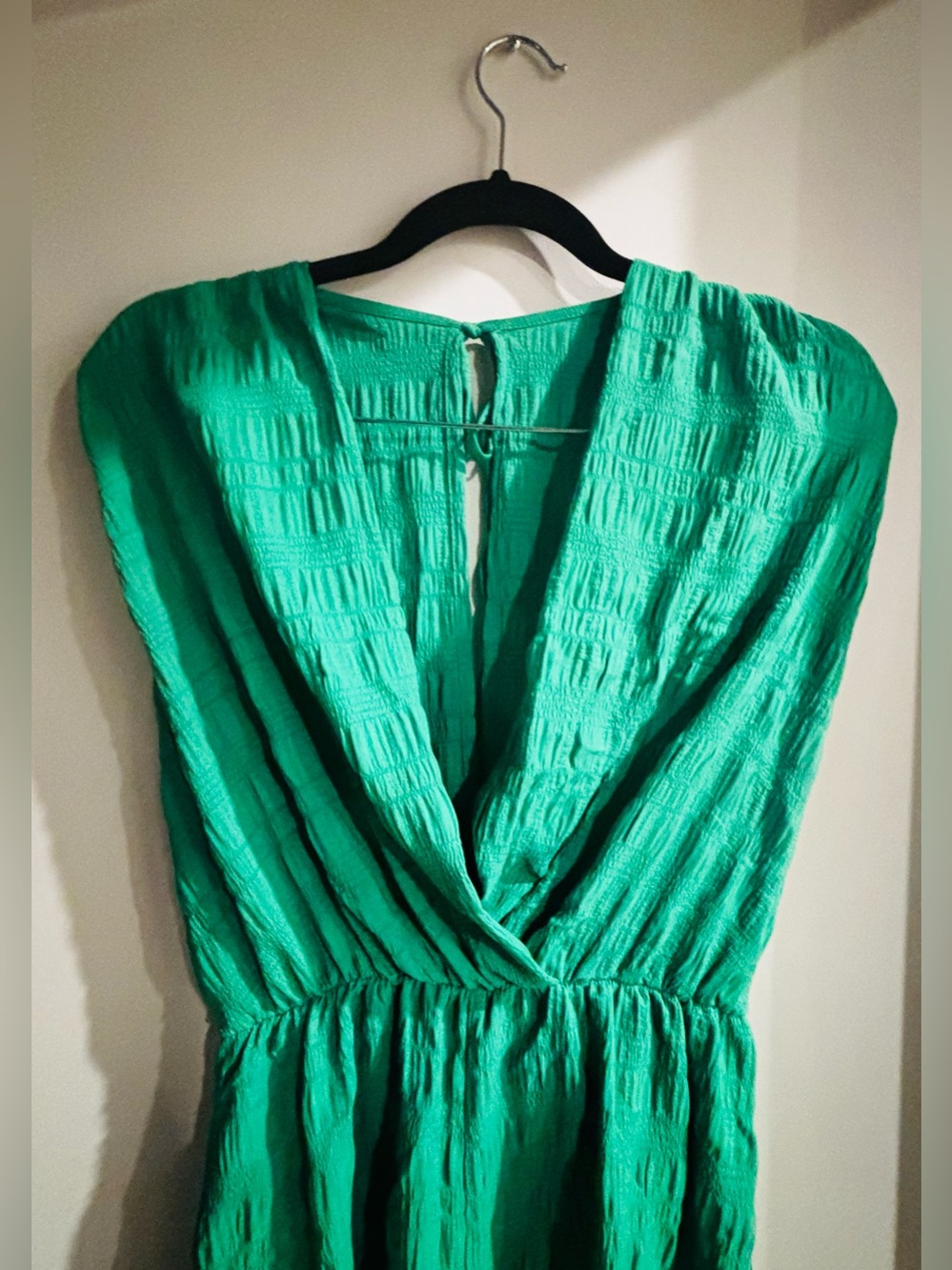 Scarlett Emerald Green V-Neck Textured Dress